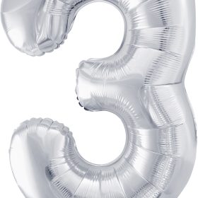 PARTYDECO Folienballon Ziffer 3 86cm FB1M-3-018 silber