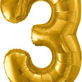 PARTYDECO Folienballon Ziffer 3 86cm FB1M-3-019 gold