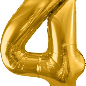 PARTYDECO Folienballon Ziffer 4 86cm FB1M-4-019 gold