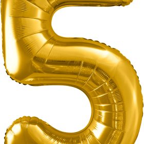 PARTYDECO Folienballon Ziffer 5 86cm FB1M-5-019 gold