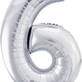 PARTYDECO Folienballon Ziffer 6 86cm FB1M-6-018 silber