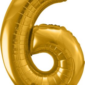 PARTYDECO Folienballon Ziffer 6 86cm FB1M-6-019 gold