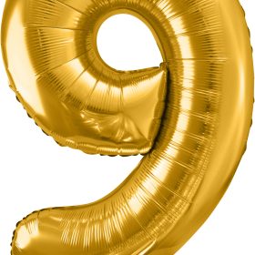 PARTYDECO Folienballon Ziffer 9 86cm FB1M-9-019 gold