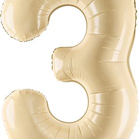 PARTYDECO Folienballon Ziffer 3 72cm FB230P-3-013 beige