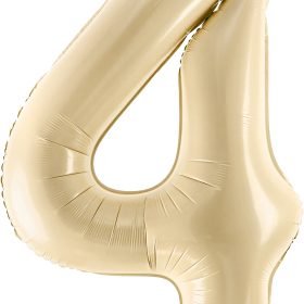 PARTYDECO Folienballon Ziffer 4 72cm FB230P-4-013 beige