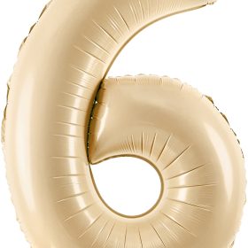 PARTYDECO Folienballon Ziffer 6 72cm FB230P-6-013 beige