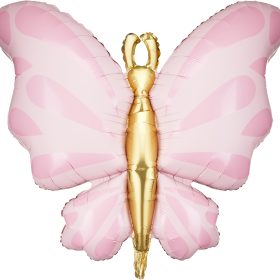 PARTYDECO Folienballon 69x69cm FB248-081 Schmetterling rosa