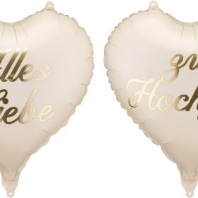PARTYDECO Folienballons 45cm FB351 Herzen, Hochzeit 2 Stück