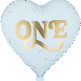 PARTYDECO Folienballon 45cm FB390-001J Herz "One" blau
