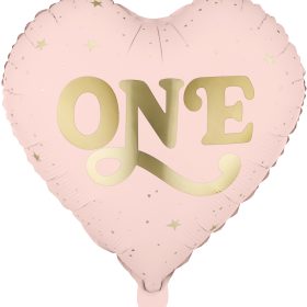 PARTYDECO Folienballon 45cm FB390-081J Herz "One" rosa