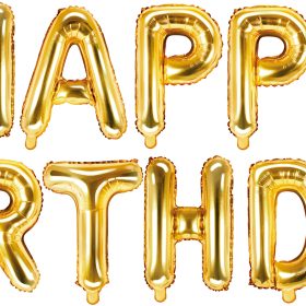 PARTYDECO Folienballon 340x35cm FB6M-019 Happy Birthday gold