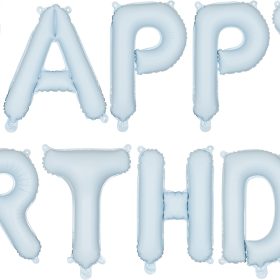 PARTYDECO Folienballon 340x35cm FB6T-001J Happy Birthday hellblau