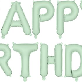 PARTYDECO Folienballon 340x35cm FB6T-012 Happy Birthday hellgrün