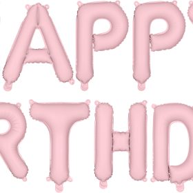 PARTYDECO Folienballon 340x35cm FB6T-081J Happy Birthday rosa