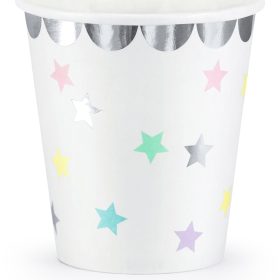 PARTYDECO Becher 180ml KPP14-EU1 Einhorn, Sterne 6 Stück