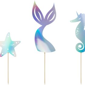 PARTYDECO Caketopper 24.5cm KPT47-017 Meerjungfrau 3 Stück