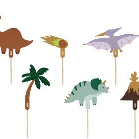 PARTYDECO Caketopper 12cm KPT71 Dinoaurier 6 Stück