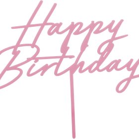 PARTYDECO Caketopper 16.5cm KPT79-081J Happy Birthday rosa