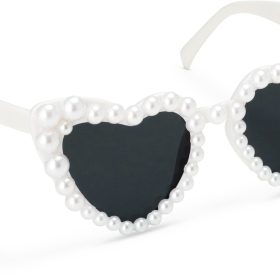 PARTYDECO Brille 13,5x5x13cm OKR27 Herzförmig mit Perlen weiss