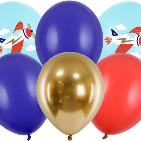 PARTYDECO Ballons 30cm SB14P-312-00 Flugzeug 6 Stück