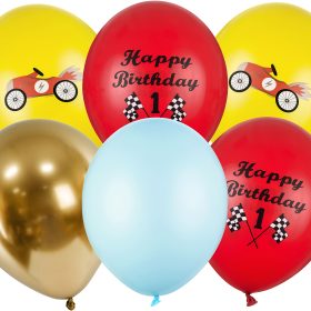 PARTYDECO Ballons 30cm SB14P3000006 Autos 6 Stück