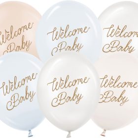 PARTYDECO Ballons 30cm SB14P3420016 Welcome Baby, blau 6 Stück