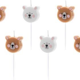PARTYDECO Geburtstagskerzen SCS-11 Teddybär 6 Stück