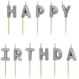 PARTYDECO Kerzen Happy Birthday SCS-13-018 silber