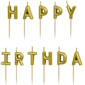 PARTYDECO Kerzen Happy Birthday SCS-13-019 gold