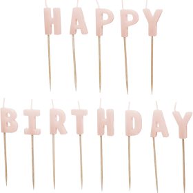 PARTYDECO Kerzen Happy Birthday SCS-13-081 rosa