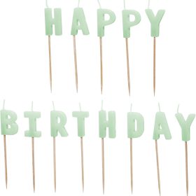 PARTYDECO Kerzen Happy Birthday SCS-13-102 hellgrün