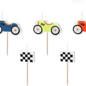 PARTYDECO Geburtstagskerzen SCS-18 Autos 5 Stück