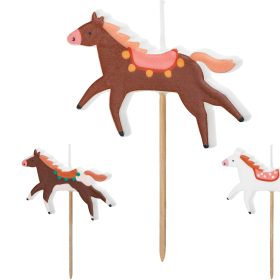 PARTYDECO Geburtstagskerzen SCS-24 Pferde 3 Stück