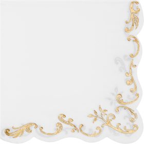 PARTYDECO Servietten 33x33cm SP33-103-008 weiss/gold 12 Stück