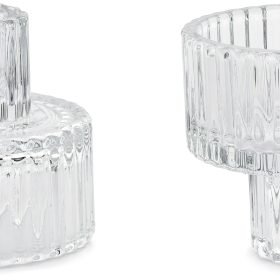 PARTYDECO Glas-Kerzenhalter 6.5x5.5cm SS4 2-in-1 Rand 4 Stück