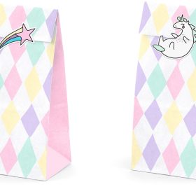 PARTYDECO Tüten für Süssigkeiten TNS6 Einhorn 6 Stück