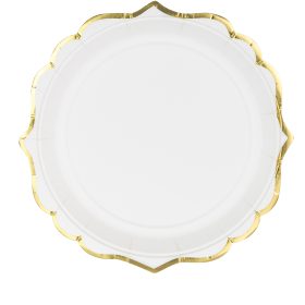 PARTYDECO Teller 18.5cm TPP30-008 weiss/gold 6 Stück