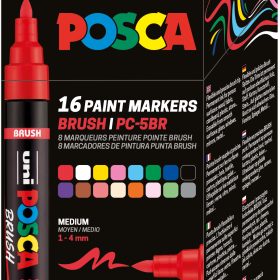 POSCA Brush Marker 1-4mm PC-5BR16PSET 16 Stück, assortiert