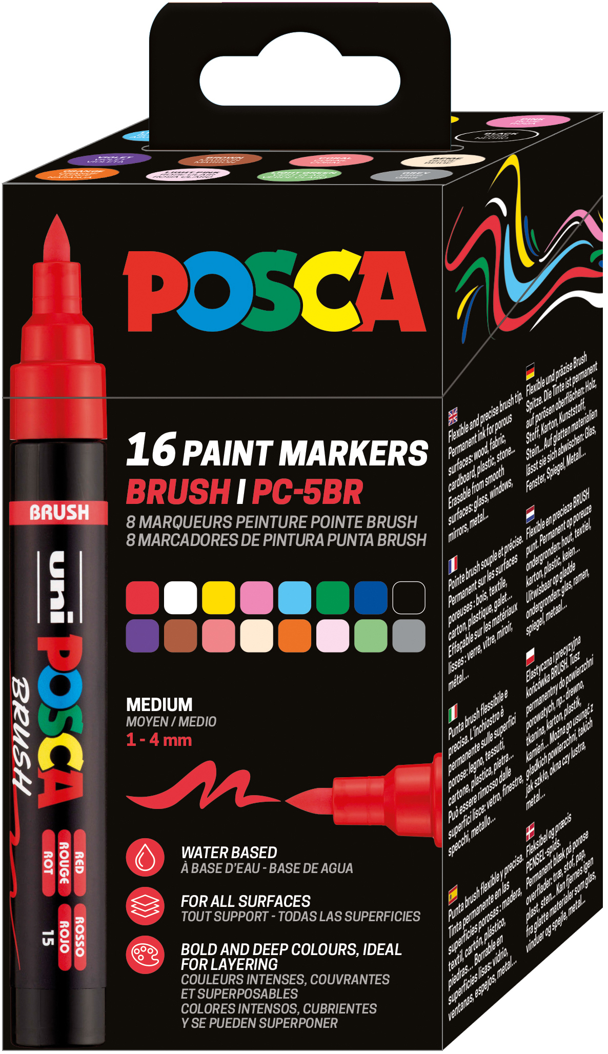 PC-5BR 16P SET v3.indd POSCA Brush Marker 1-4mm PC-5BR16PSET 16 Stück, assortiert – Bild 1