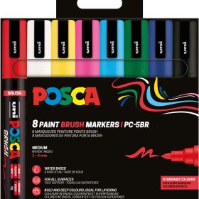 POSCA Brush Marker 1-4mm PC-5BR8PBASI 8 Stück, assortiert