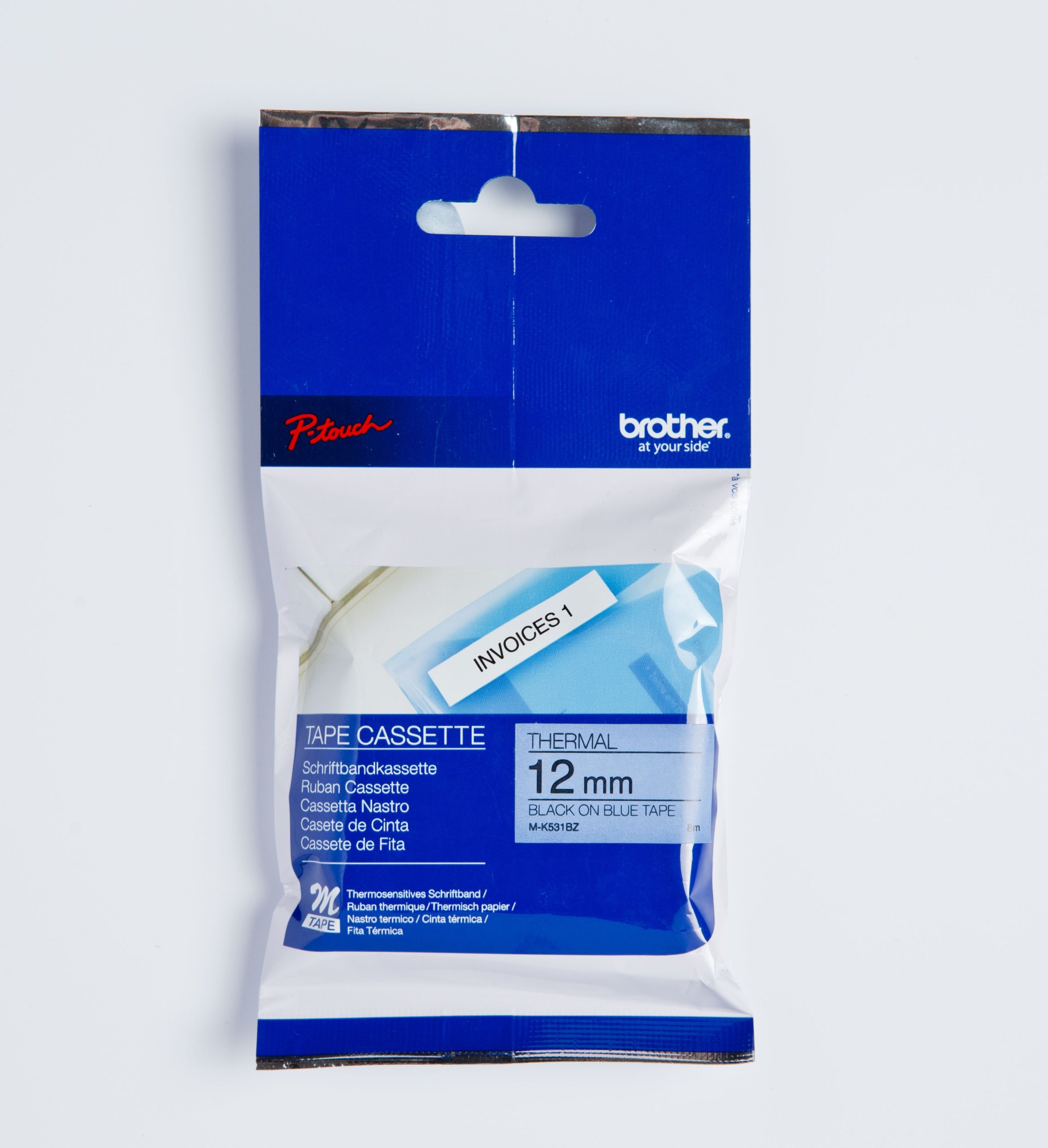 PTOUCH-M-K531BZ-4977766625104 PTOUCH Band, nicht lam. schwarz/blau M-K531BZ zu PT-65/75/85/110 8mx12mm – Bild 1