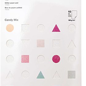 RICO DESIGN Glitterpapierblock A4 0 Candy 180g, 10 Blatt