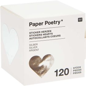 RICO DESIGN Sticker Herzen 300136 silber 120 Stück