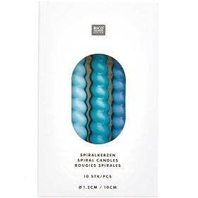 RICO DESIGN Spiralkerzen 10cm 400104 Smokey blau Mix 10 Stück