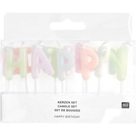 RICO DESIGN Kerzen Happy BIrthday 400590 pastell