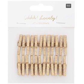 RICO DESIGN Deko-Clips Glitter 3cm 7040.30.88 gold 24 Stück