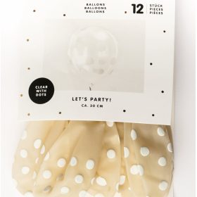 RICO DESIGN Luftballons 30cm 81001.00.01 Punkte, transparent 12 Stück