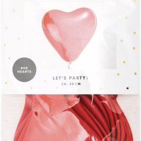 RICO DESIGN Luftballons 30cm 81001.00.08 Herz, rot 12 Stück
