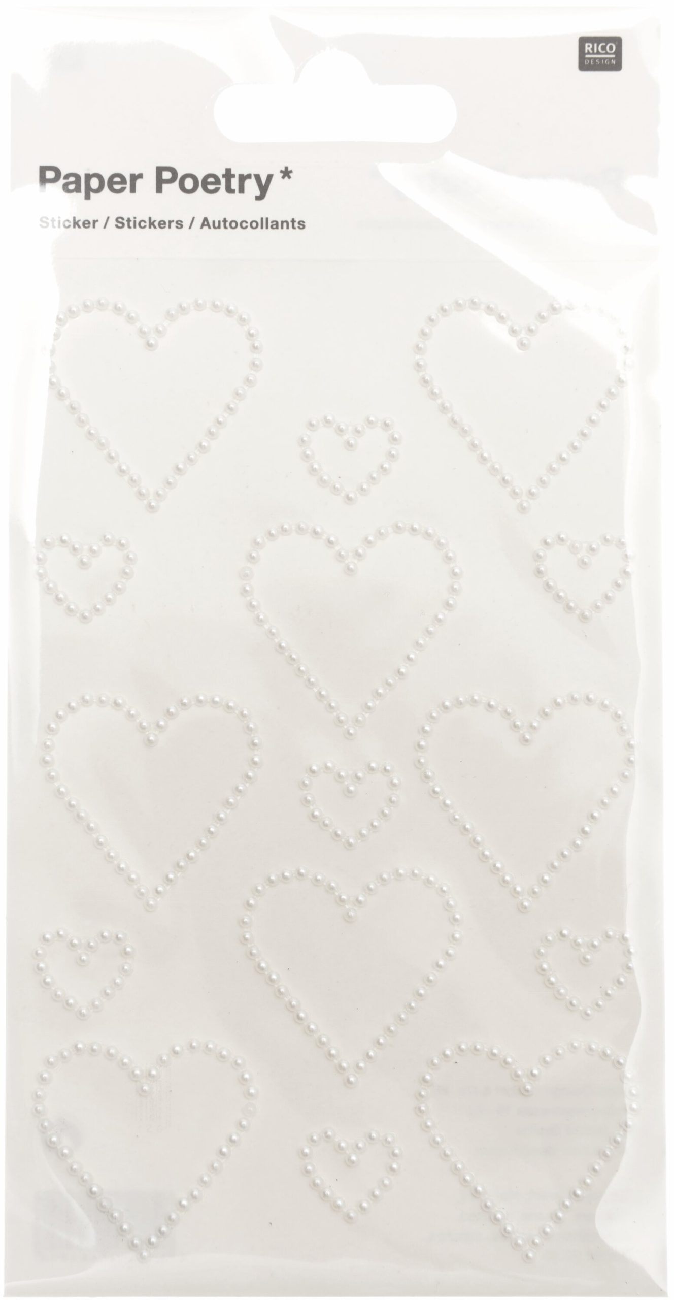 RICO-DESIGN-99001.22.53-4051271403058 RICO DESIGN Perlensticker Herzen L 99001.22.53 weiss 15 Stück – Bild 1