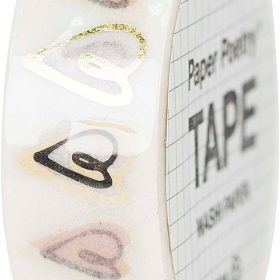 RICO DESIGN Washi Tape Herzen 99001.77.05 puder-gold 15mmx10m